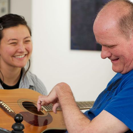 care provider having fun with client